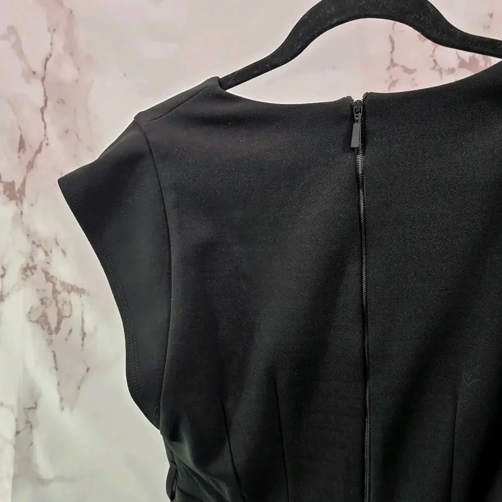 Calvin Klein Jumpsuit Womens 12 Black Short Sleeve Pants Suit V Neck Straight - Picture 6 of 11